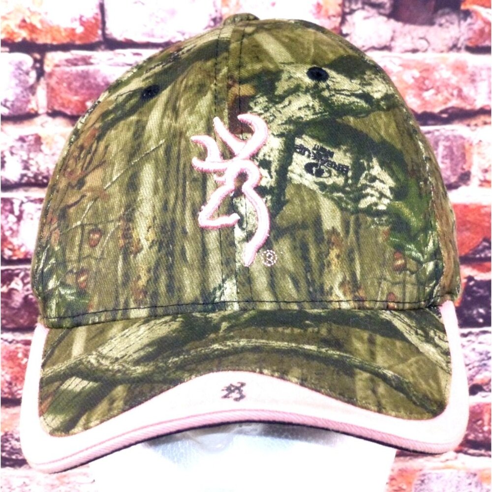 Browning Womens Pink Trim Camo Baseball Cap Adjustable OSFA Cotton